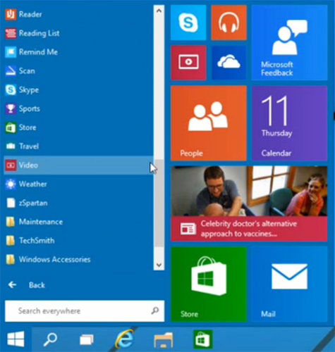 windows 9 baslat menusu
