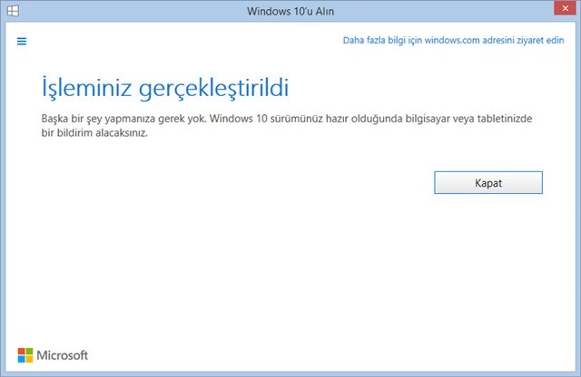 windows 10 onay postasi alma