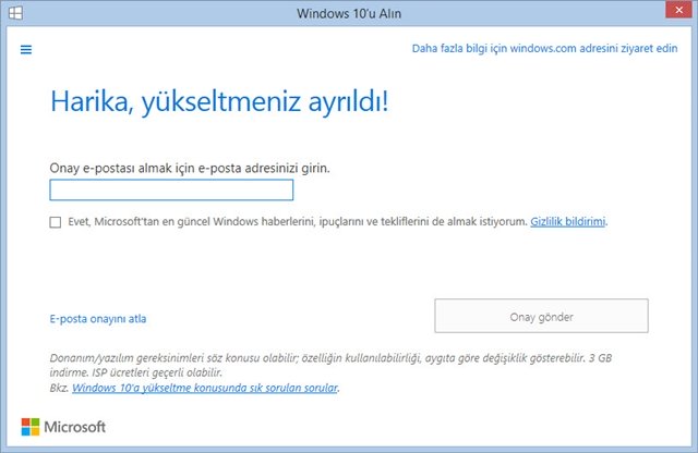windows 10 yukseltme ayarlari