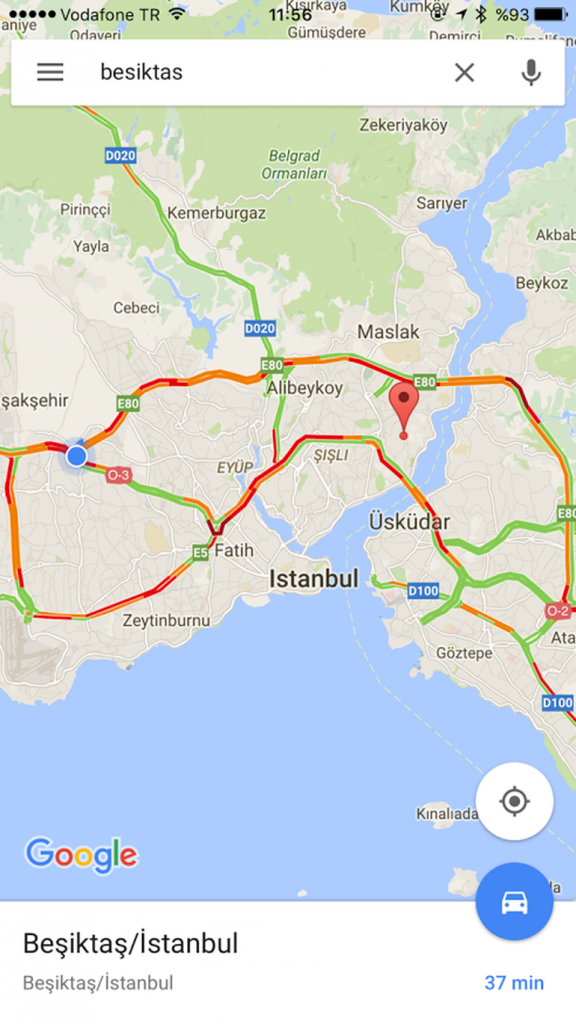 google haritalar trafik