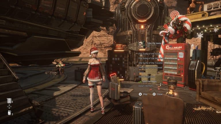 steller blade oyunundan eve in noel kostümü giydiği bir görüntü