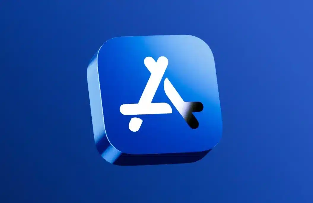 Mavi arka plan üzerine app store logosu