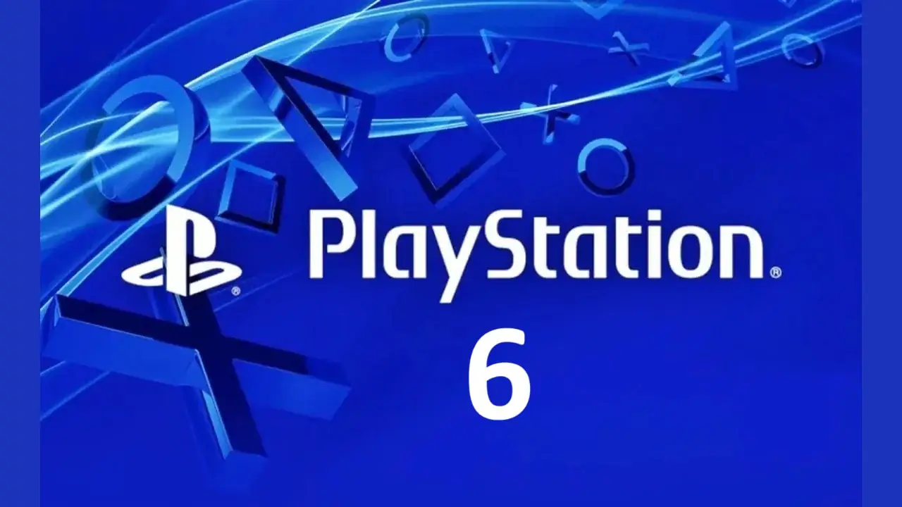 PlayStation logosu ve ‘PlayStation 6’ yazısı ile mavi PlayStation arka planı
