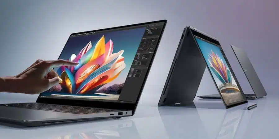 Samsung’un 2-in-1 tasarımlı Galaxy Book4 Edge modeli, tablet modunda dokunmatik ekranla çalışırken.