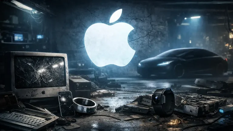 Apple’ın iptal edilen ürünleri ve teknoloji mezarlığını temsil eden konsept görsel