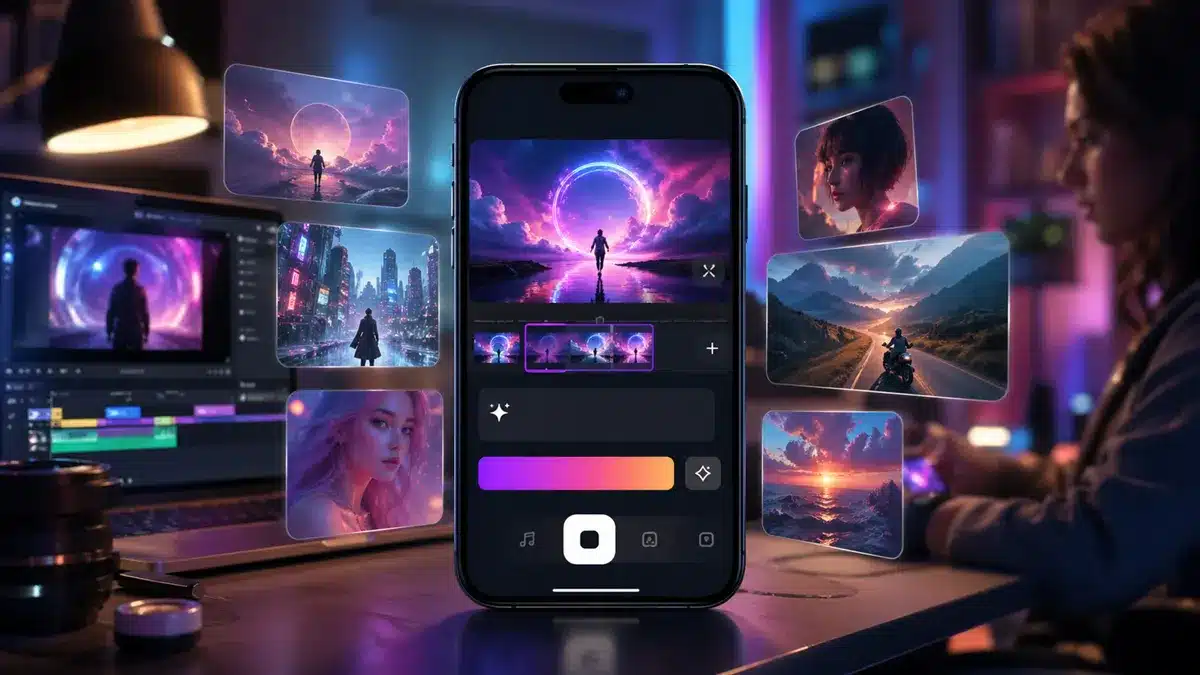 Instagram Edits uygulamasında yapay zekâ destekli video üretim özelliğini gösteren illüstrasyon