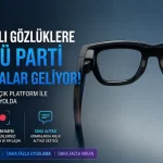 Meta akıllı gözlük üzerinde ekran deneyimi ve üçüncü parti uygulama desteğini gösteren modern teknoloji görseli