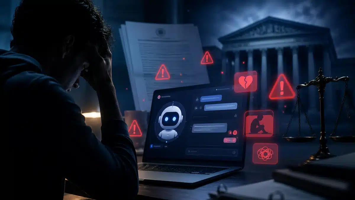 ChatGPT ve OpenAI’ye açılan intihar davasını simgeleyen yapay zekâ güvenliği görseli