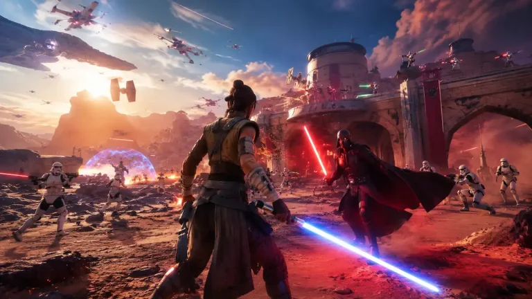 Fortnite içinde oynanabilen Star Wars temalı haritaları gösteren oyun sahnesi
