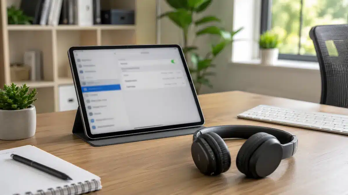 iPad yanında Bluetooth kulaklık ve klavye ile bağlantı sorunu çözümünü anlatan teknoloji rehberi görseli