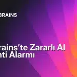 JetBrains logosu bulunan renkli arka plan üzerinde “JetBrains’te Zararlı AI Eklenti Alarmı” başlığı yer alan teknoloji haber görseli.