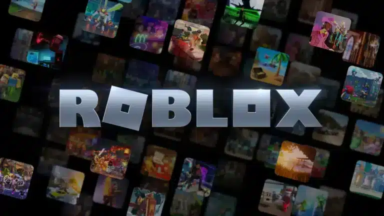 Roblox logosunun arka planda farklı oyun görselleriyle birlikte yer aldığı tanıtım görseli