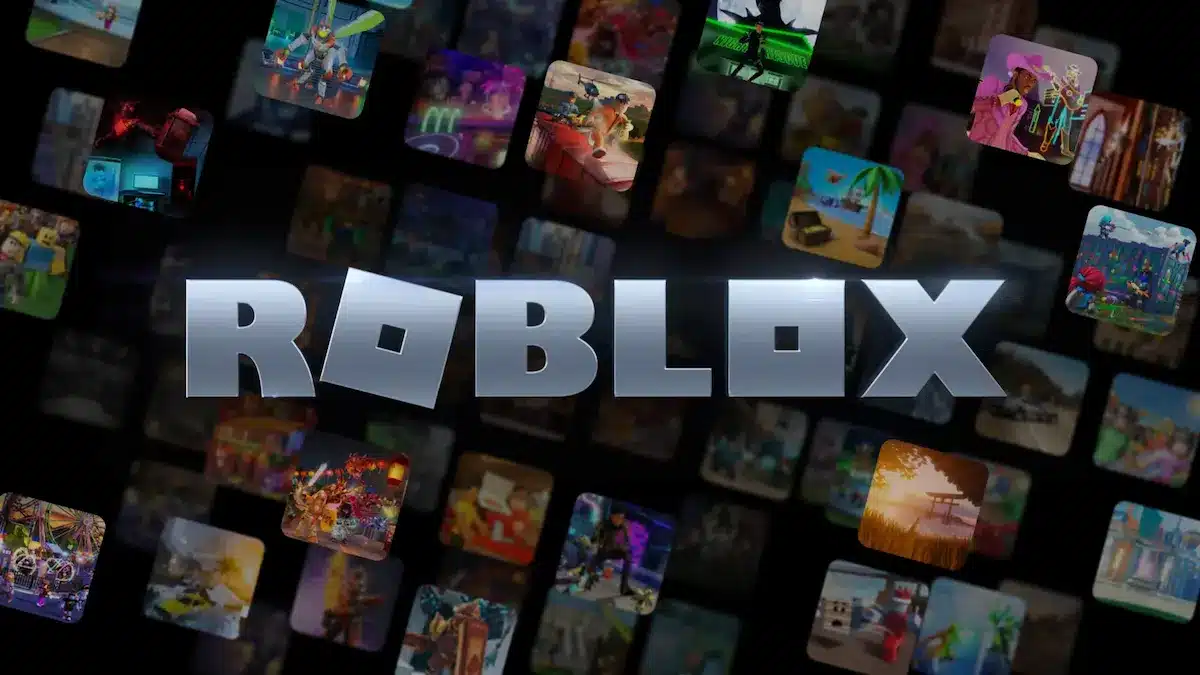 Roblox logosunun arka planda farklı oyun görselleriyle birlikte yer aldığı tanıtım görseli