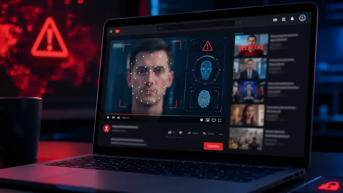 YouTube deepfake koruması ve yüz benzerliği tespit sistemi konsepti