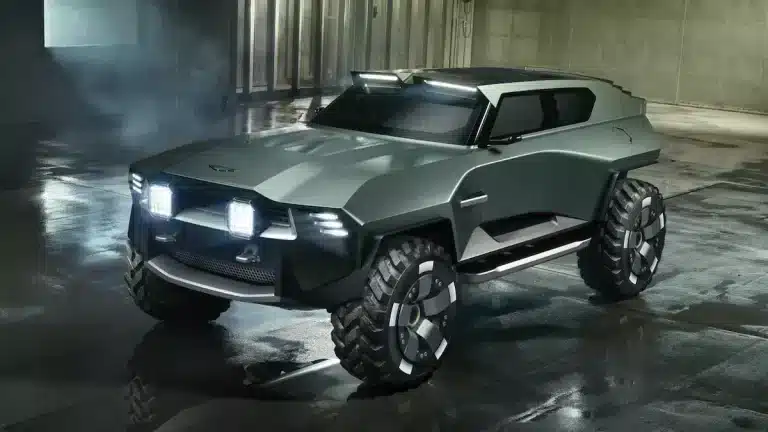 Call of Duty Modern Warfare 4 için tasarlanan Aston Martin Dreadnought, ıslak zeminli askeri hangarda