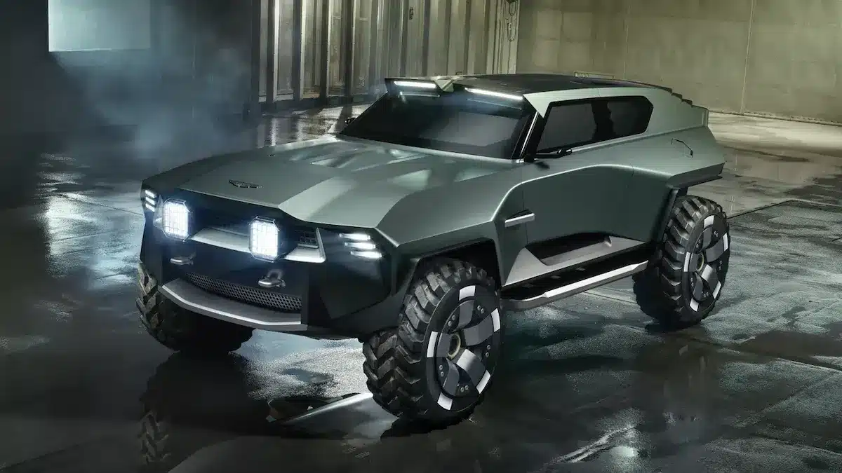Call of Duty Modern Warfare 4 için tasarlanan Aston Martin Dreadnought, ıslak zeminli askeri hangarda