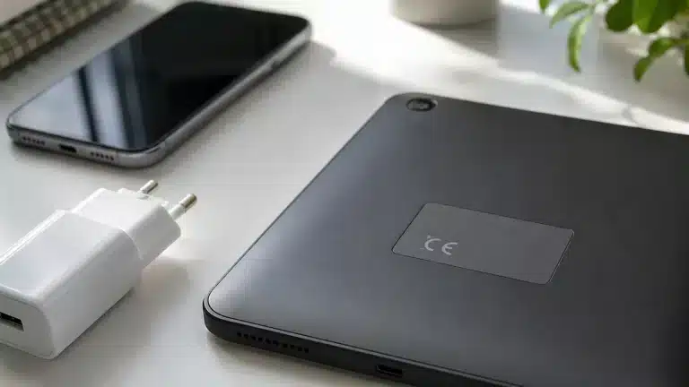 Elektronik cihaz etiketinde bulunan CE uygunluk işareti