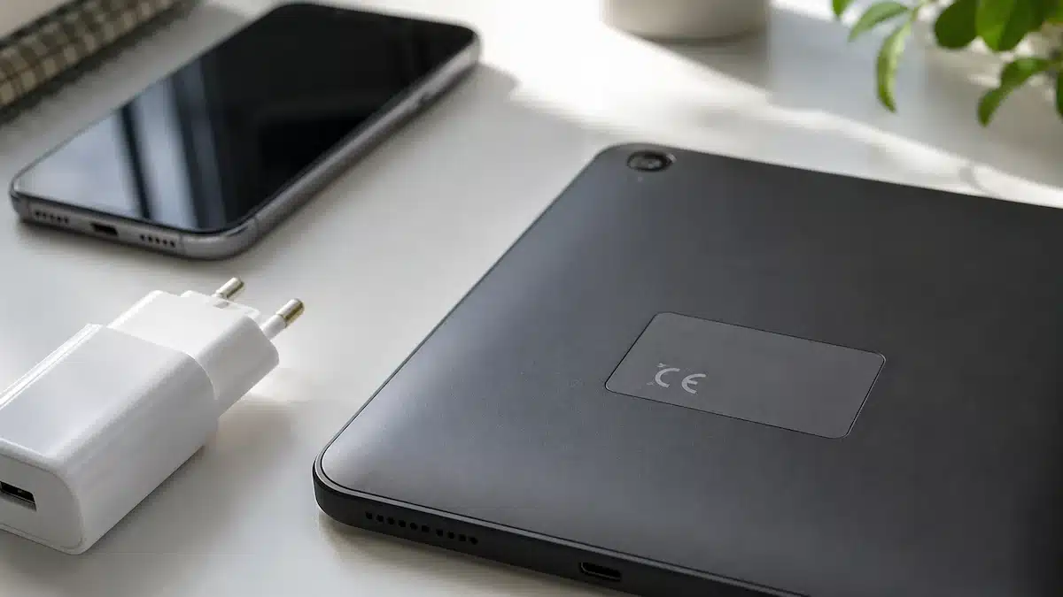 Elektronik cihaz etiketinde bulunan CE uygunluk işareti