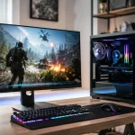 PC oyun performansını artırma rehberi için monitörlü ve klavyeli gaming bilgisayar kurulumu