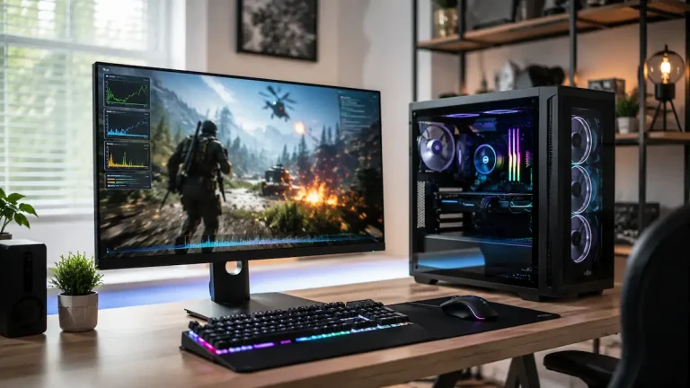 PC oyun performansını artırma rehberi için monitörlü ve klavyeli gaming bilgisayar kurulumu
