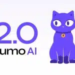 Proton Lumo 2.0 yapay zeka asistanını temsil eden mor kedi maskotu ve Lumo AI 2.0 görseli