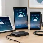 Tabletlerde veri yedekleme ve bulut depolama konsepti