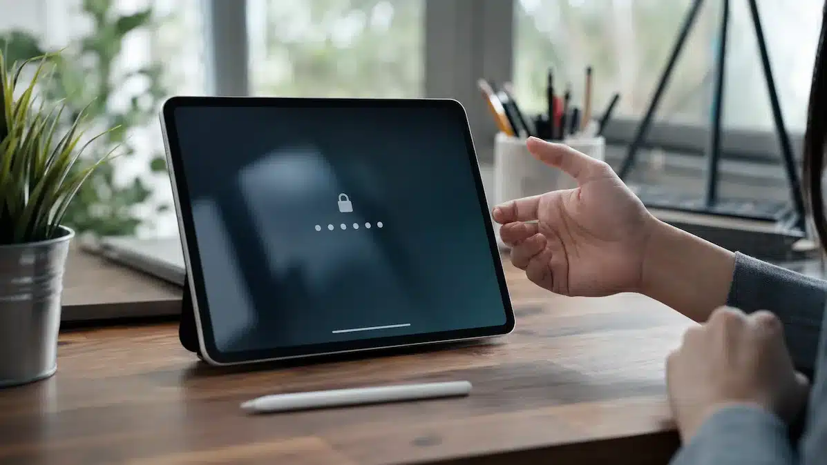 Şifresi unutulan kilitli iPad ve parola kurtarma ekranı
